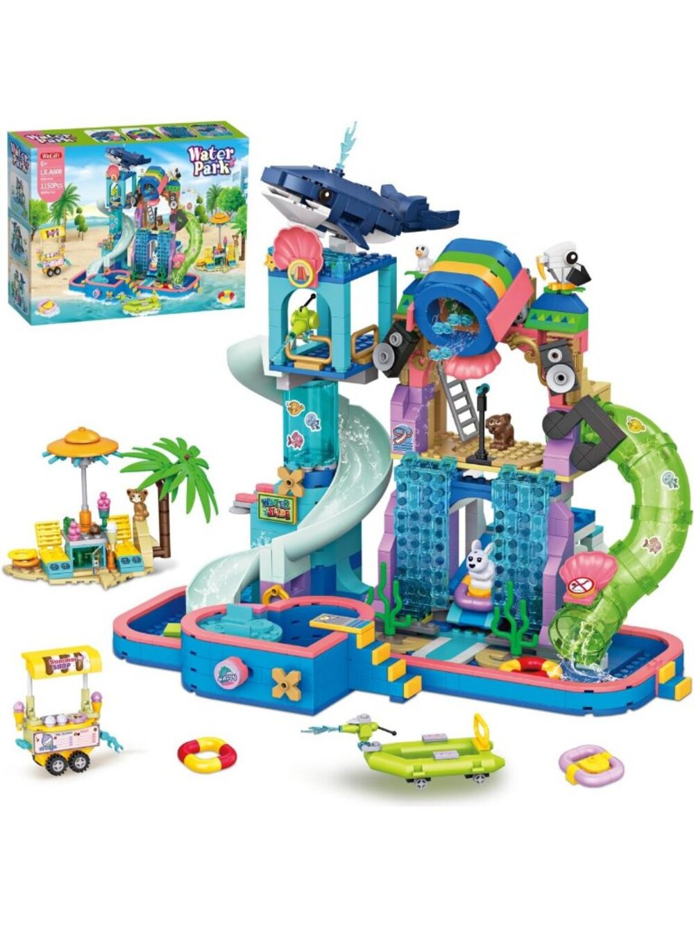 1150Pcs Water Park Building Set - STEM Toy with Slides, Pool, & Diving Fun for